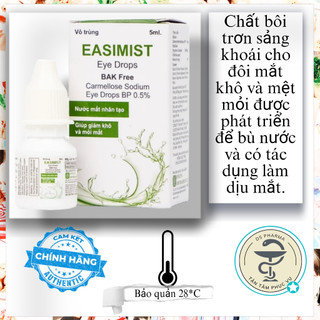 Nước mắt nhân tạo Easimist Eye Drops Indiana Ophthalmics giúp giảm khô và mỏi mắt