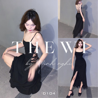 THEWI - Đầm body đan dây lưng xẻ tà dáng dài phong cách gợi cảm D104