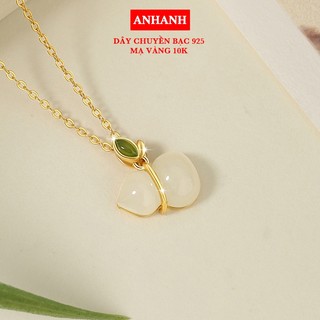  Dây chuyền bạc nữ S925 mạ vàng 14K mix đá ngọc bích hình hồ lô tụ bảo - DAY100