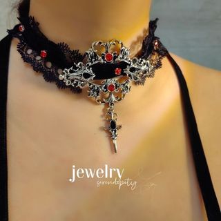 [ XxholicC ] - CHOKER Gothic Ren Hạt Đỏ