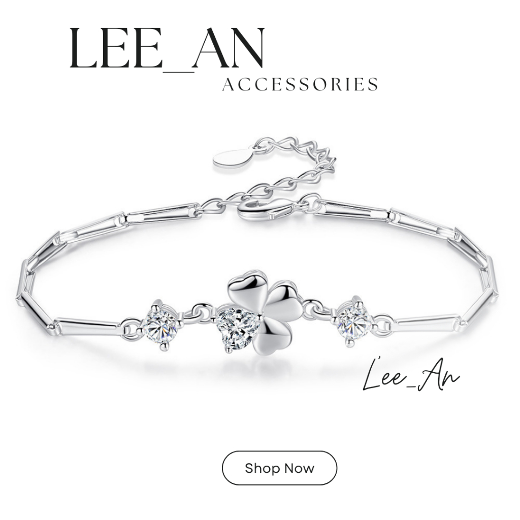 Lắc bạc nữ LEE_AN, lắc bạc s925 hình cỏ may mắn cao cấp sang trọng kèm hộp