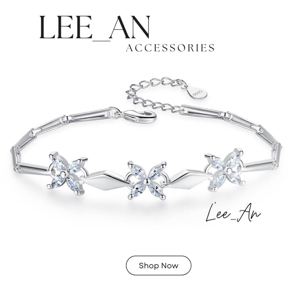 Lắc bạc nữ LEE_AN, lắc bạc s925 hình hoa 4 lá cao cấp sang trọng kèm hộp