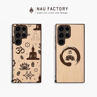 Ốp lưng Samsung gỗ Maple khắc laser tô màu thủ công S24/S23/S22 Plus Ultra NAU FACTORY - Biểu tượng Phật giáo