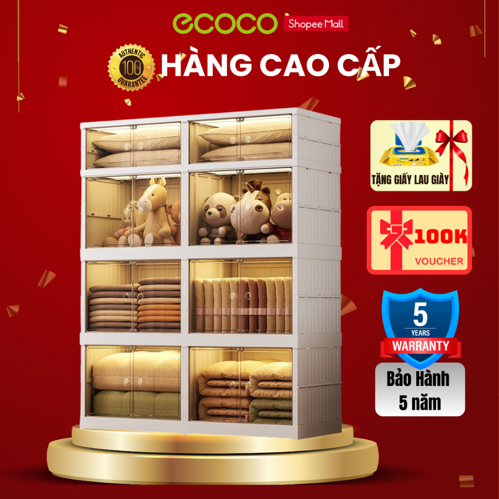 Tủ Để Đồ Gấp Gọn, Hộp Để Đồ Cao Cấp Chất Liệu Nhựa ABS Nguyên Sinh Không Mùi An Toàn Cho Sức Khoẻ