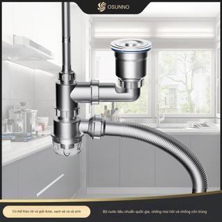 Bộ xiphong thoát nước chậu rửa chén bát, dùng cho chậu 1 hố, nhựa pp ngăn mùi, chống tắc nghẽn