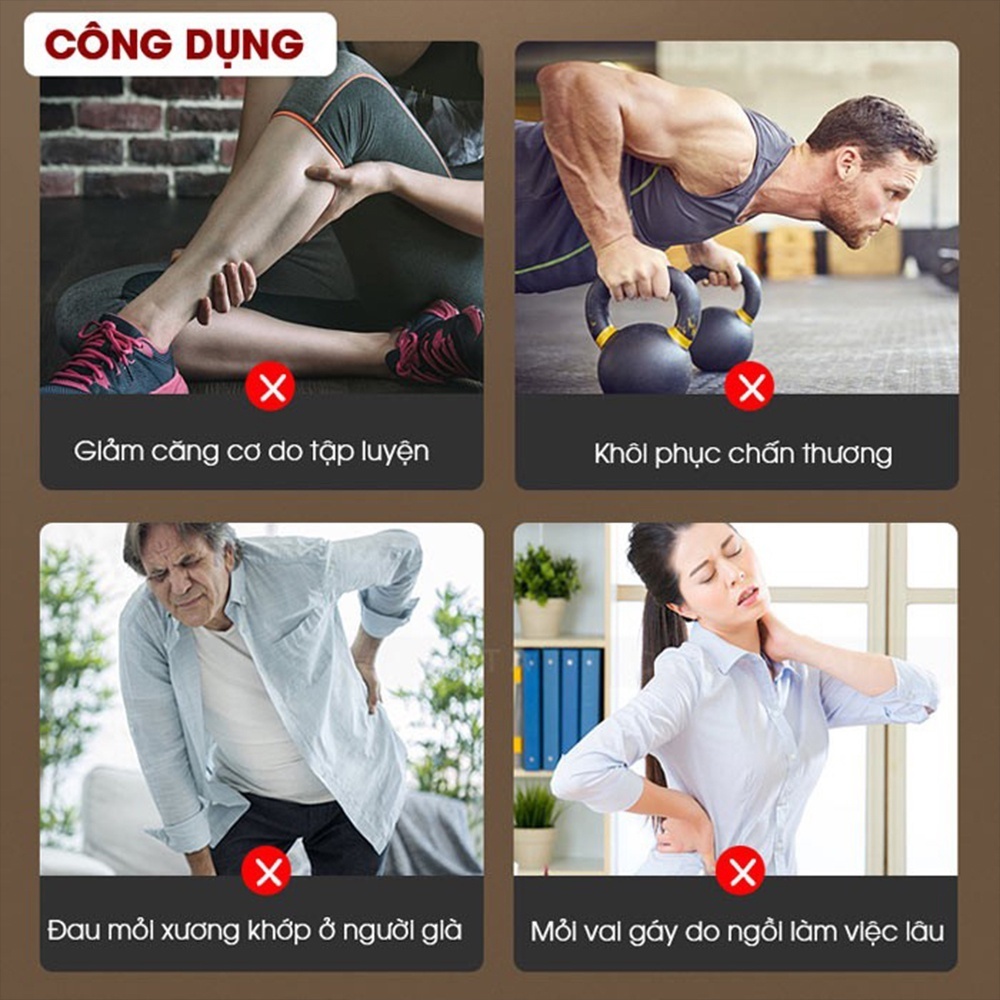 Máy massage cầm tay mini,Súng đấm lưng mát xa trị liệu cổ vai gáy 4 đầu 6 chế độ