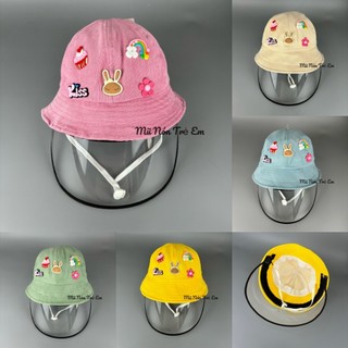 Nón cản bụi/ mũ chống giọt bắn, chống dịch charm thỏ cute cho bé trai bé gái