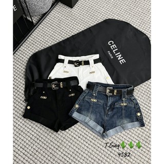 Quần short jean nữ vải denim Lưng Cao 2 túi trước kèm đai Miu Phong Cách Cá tính Gợi Cảm QCCC LuciK Shop QN0017 4582