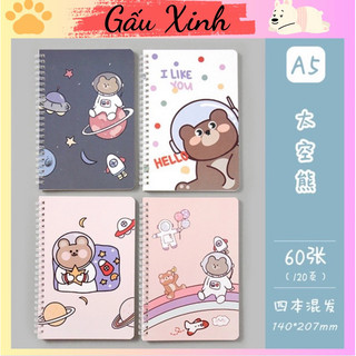 Sổ lò xo a5 gấu không gian 120 trang