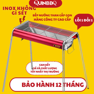 Bếp nướng than hoa bếp than nướng inox gấp gọn hàng công ty cao cấp QUIN BBQ Model CH4