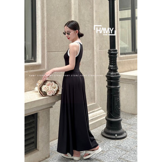 Đầm Thun Ba Lỗ Viền Trắng