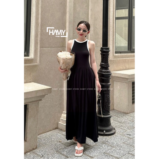 Đầm Thun Ba Lỗ Viền Trắng