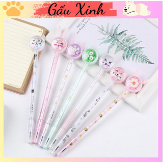 Bút nước ngòi 0.38mm mực đen trơn mèo xinh nhũ chảy