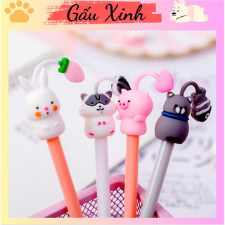 Bút  nước ngòi 0.38mm mực đen trợn đều - thú cưng mọc đồ trên đầu dễ thương