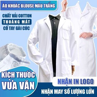 Áo choàng blouse trắng bác sĩ, blu bác sĩ nam, nữ