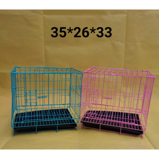 Chuồng chó mèo sơn tích điện gấp gọn kích thước 35*26*33 tặng kèm khay đựng phân