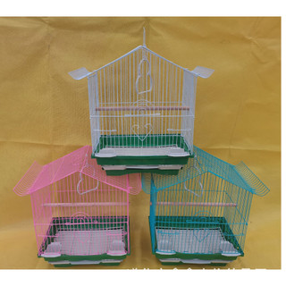 Lồng chim - vẹt đủ phụ kiện gấp gọn - hình mái nhà dễ tháo lắp  kích thước 29*22*38cm