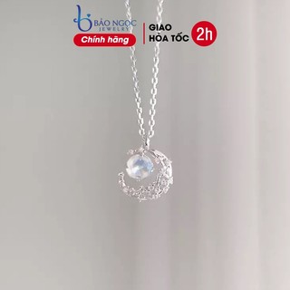 Dây chuyền bạc nữ 925 thiết kế hình mặt trăng đính đá moonstone lấp lánh nữ tính - DB2615