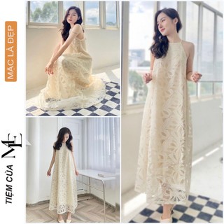 ĐẦM SUÔNG CÔNG SỞ DỰ TIỆC V661 THIẾT KẾ TRẺ TRUNG DỊU DÀNG CHẤT REN ÉP 2 LỚP CAO CẤP - VÁY SUÔNG NỮ DÁNG DÀI FREESIZE