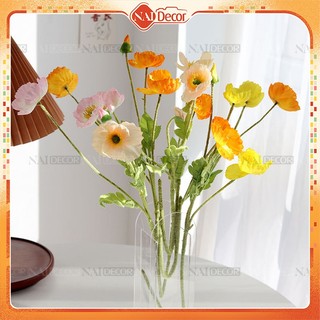   Hoa Lá  Hoa Anh Túc Giả  Poppy  Hoa Vải Lụa Cao Cấp Nai Decor Dùng Trang Trí Phòng Phụ Kiện Chụp Ảnh 