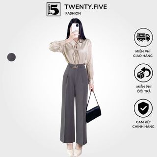 Quần cạp cao ống suông, khóa sau, 2 túi chéo, đai liền trước Twenty.5 -  QH06