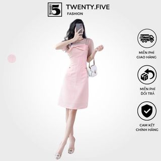 Đầm bên trong phối tơ, đính nơ trước ngực, có túi Twenty.5 -  SD155