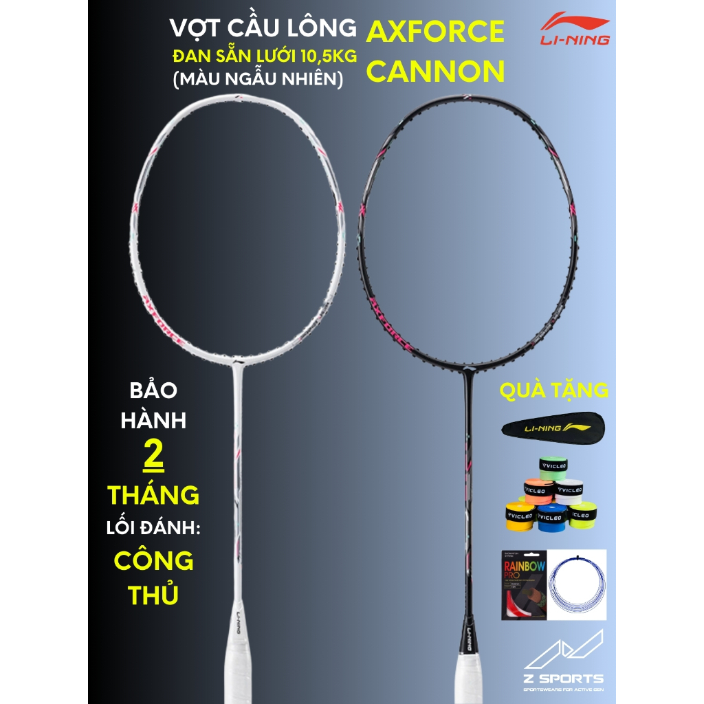 Vợt cầu lông Lining Axforce Cannon, Lining Halbertec 2000, Lining Turbo Charging 20D đã đan dây 10.5kg chất lượng giá rẻ