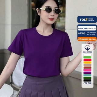 Áo thun trơn nữ cổ tròn TOLI 16 màu Form vừa dáng suông, vải cotton 4 chiều mềm mịn - BSB01
