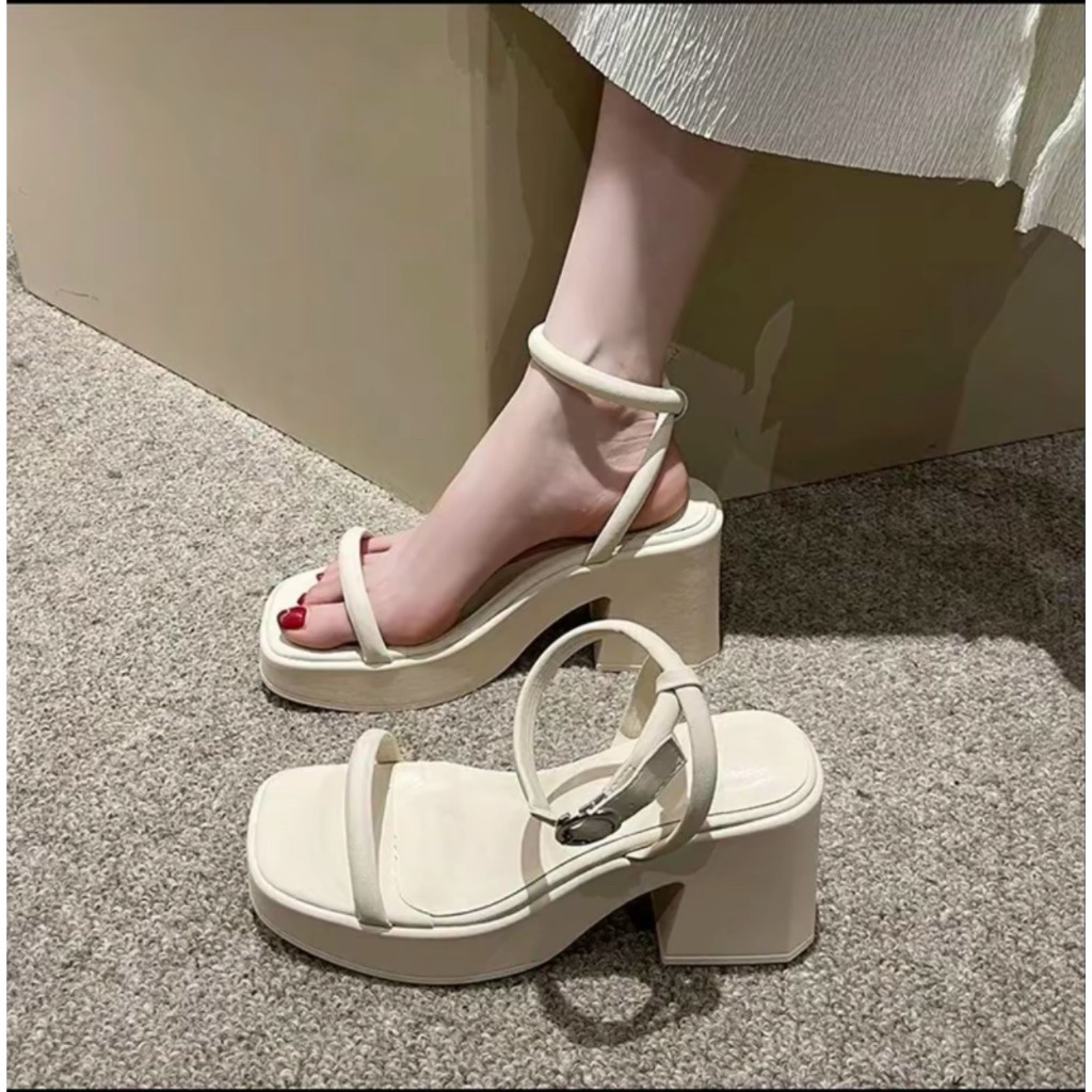 giày cao gót đế pu gót vuông cao 9cm