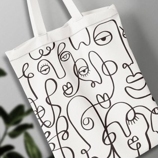 Túi tole vải canvas có khóa kéo, túi trong mẫu Họa tiết Picasso