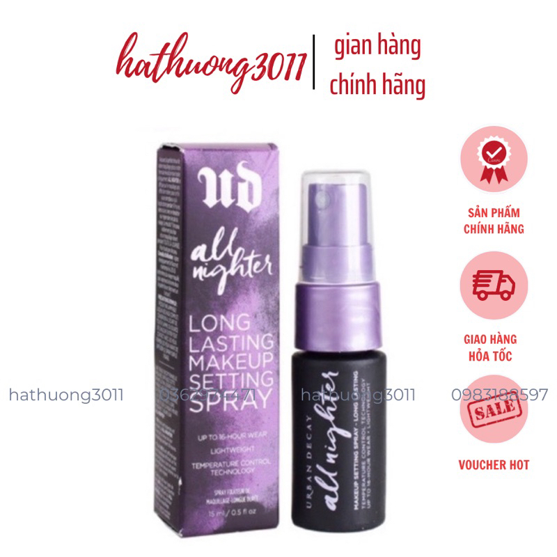 Xịt Khoá Makeup Urban Decay All Nighter Makeup Setting Spray