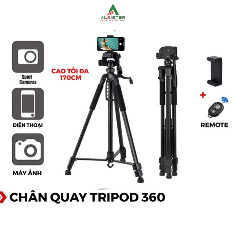 Chân Quay Máy Ảnh Điện Thoại Tripod 360° - Thiết Kế Chắc Chắn - Nhỏ Gọn Tiện Lợi - Chính Hãng HD Design