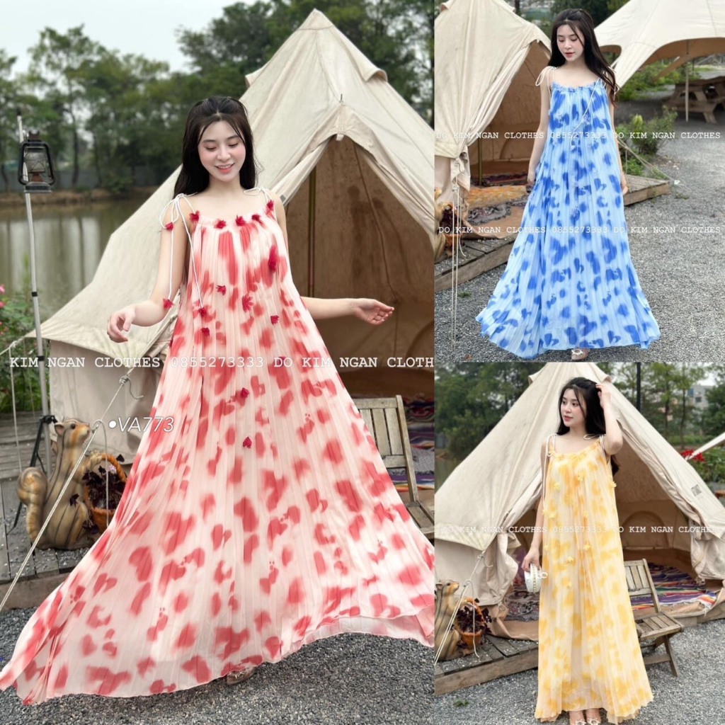 VA773  Đầm dập li hoạ tiết