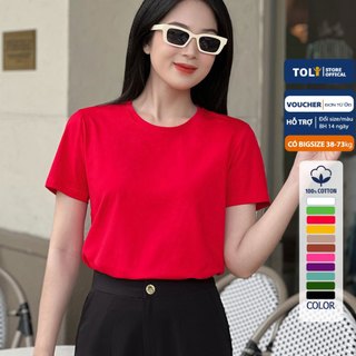 Áo thun trơn nữ cổ tròn TOLI 16 màu Form vừa dáng suông, vải cotton 4 chiều mềm mịn - BSB05