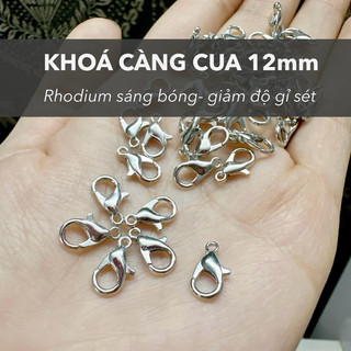 set 5-10 Khóa càng cua tôm hùm 12mm bằng hợp kim Rhodium - dùng làm trang sức phụ kiện thủ công Handmade -  DIY