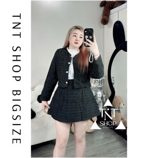 SET TIỂU THƯ BIGSIZE 3 MÓN ÁO BÈO TRẮNG KÈM KHOÁC + CHÂN VÁY FORM A [TNT SHOP BIGSIZE 60KG 90KG]