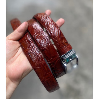 Dây Nịt Nữ Da Cá Sấu Màu Nâu Đỏ