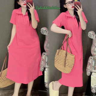 ĐẦM SUÔNG CỔ BẺ TĂM LẠNH DÁNG DÀI FORM RỘNG ĐẦM MAXI THUN BASIC