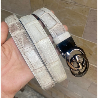 Dây Nịt Nữ Da Cá Sấu Màu Nâu Đỏ