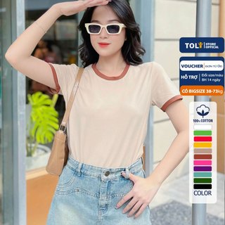 Áo thun nữ TOLI cổ tròn tay ngắn, dáng ôm nhẹ, vải Cotton co dãn mềm mịn, màu trơn, hàng chính hãng cao cấp - BSB28