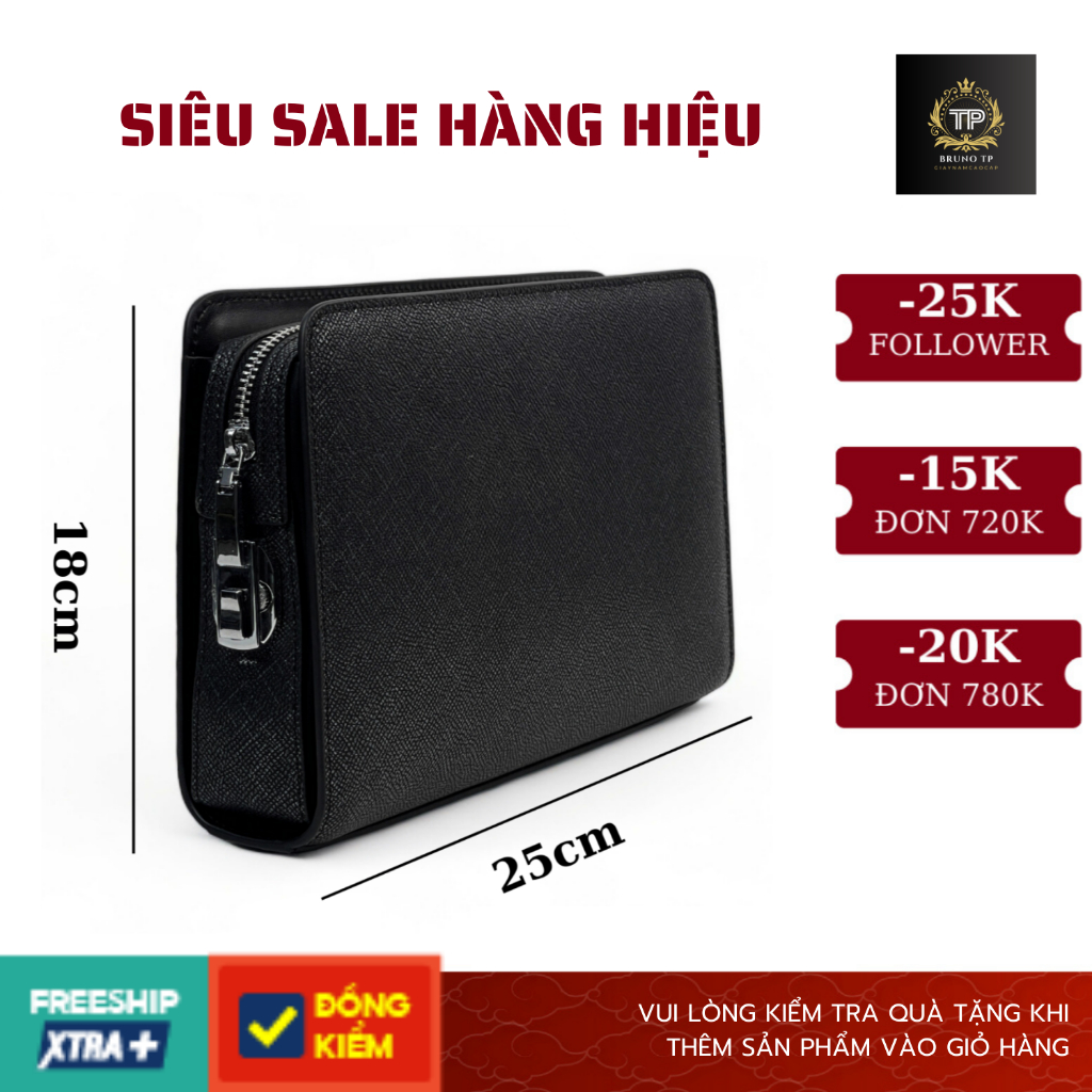Túi Cầm Tay, Clutch Nam Cao Cấp Da Bò Thật - Bruno TP 66 - BH 12 Tháng Về Da Chất Lượng