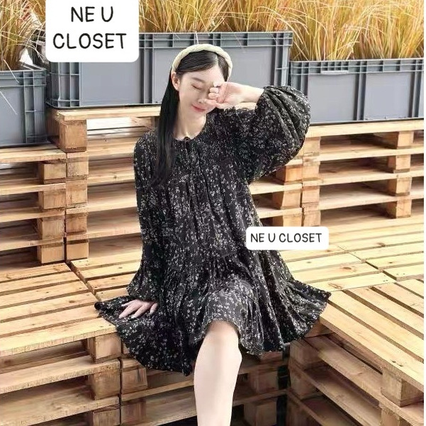 [CÓ SIZE - HÀNG LOẠI 1] Váy babydoll dài tay váy dáng suông đầm babydoll dài tay đầm hoa nhí váy hoa