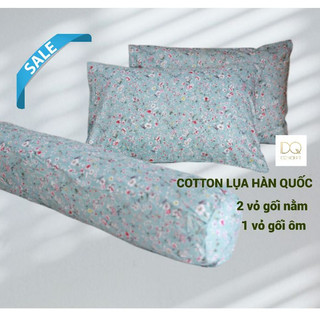 SALE / Set 2 vỏ gối nằm và 1 vỏ gối ôm chất liệu Cotton lụa Hàn Quốc mịn và thoáng mát