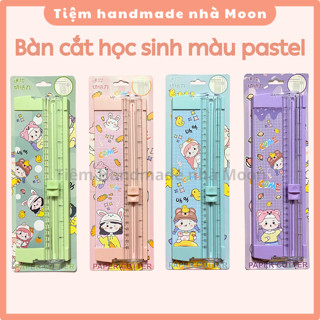 Bàn cắt giấy a4/Máy cắt giấy mini cho học sinh màu pastel kèm thước gấp, bàn cắt giấy A5 / A4