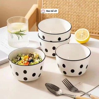Bát sứ, bát con, bát ăn cơm hoạ tiết chấm bi, bát cơm vuông, bát cơm tròn, bát decor, bát nhà hàng