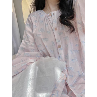 𝐚𝐬𝐡𝐞𝐱𝐢𝐧𝐜𝐡𝐚𝐨: pyjama, bộ dài mặc nhà hoạ tiết mèo cổ tròn dáng rộng