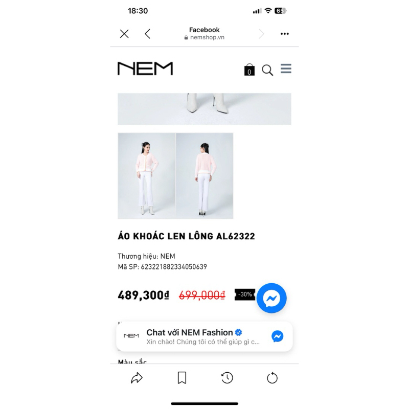 pas áo len của hãng nem