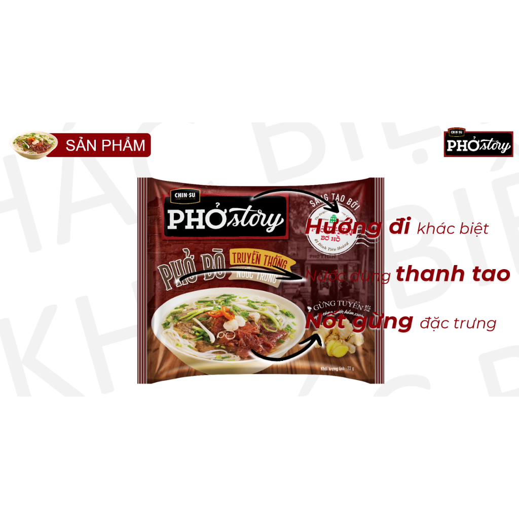 Thùng Phở Thìn Bờ Hồ Phở Story Chinsu Vị Bò 30 gói x 63g