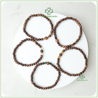  Vòng Tay Trầm Hương Tốc Tự Nhiên Hạt Tròn 4MM Mix Đá Màu Bản Mệnh Kiểu Vòng Đơn - Phong Thủy Mộc Nhiên 