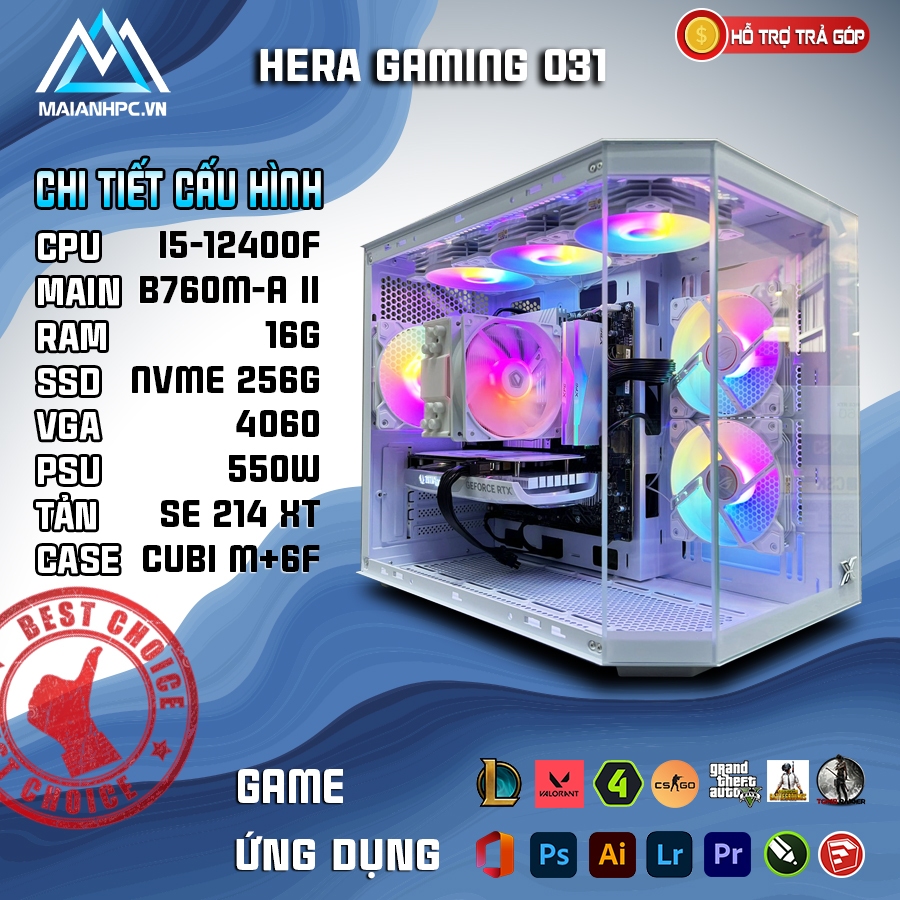 PC HERA GAMING 031 (i5 12400F/ RTX 3060 12G / RAM16G / SSD 256GB NVME ) | BigBuy360 - bigbuy360.vn